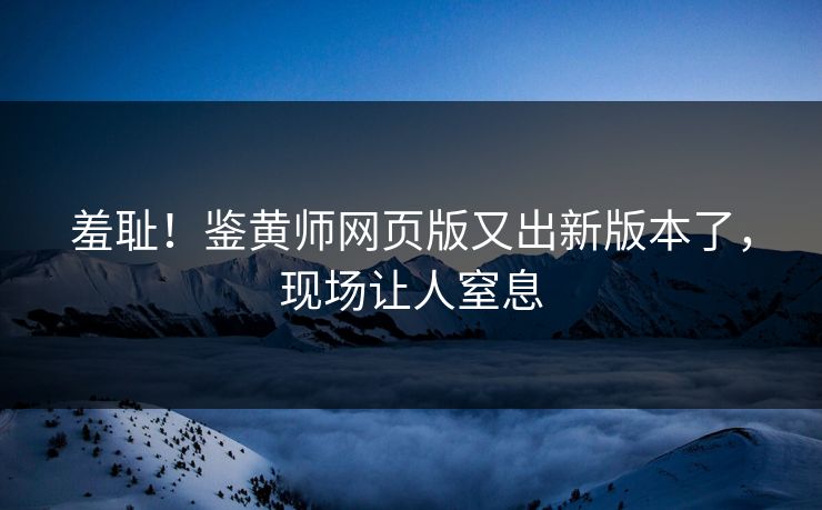 羞耻！鉴黄师网页版又出新版本了，现场让人窒息