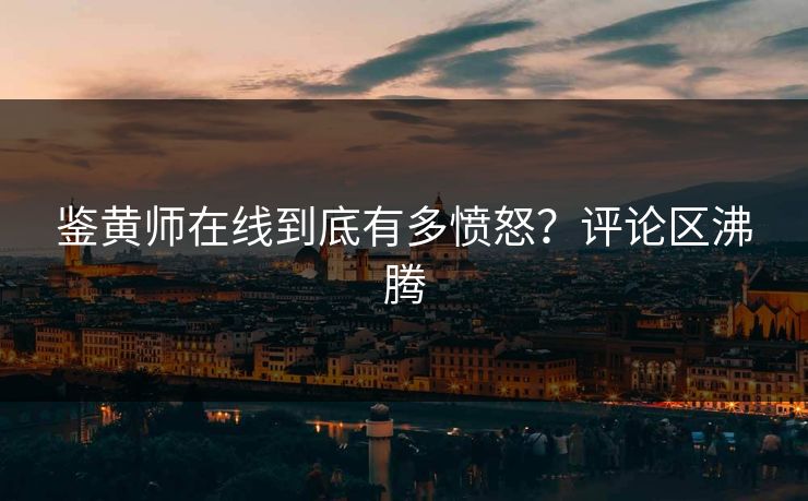鉴黄师在线到底有多愤怒？评论区沸腾