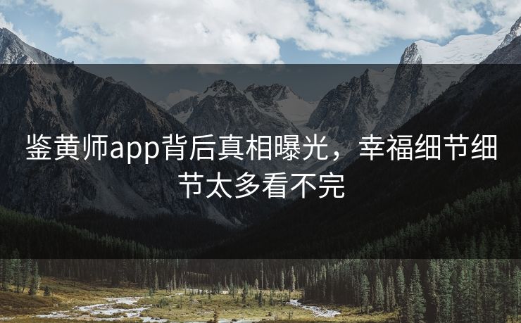 鉴黄师app背后真相曝光，幸福细节细节太多看不完