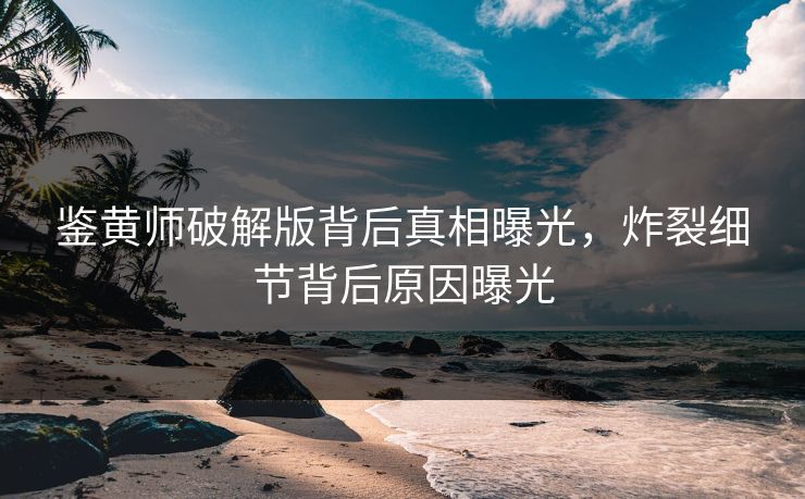鉴黄师破解版背后真相曝光，炸裂细节背后原因曝光