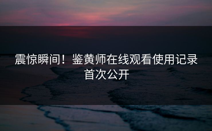 震惊瞬间！鉴黄师在线观看使用记录首次公开