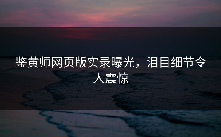 鉴黄师网页版实录曝光，泪目细节令人震惊