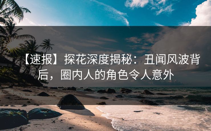 【速报】探花深度揭秘：丑闻风波背后，圈内人的角色令人意外